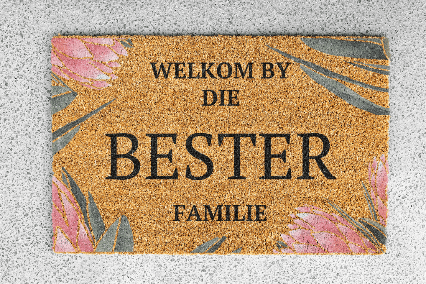 Personalized coir doormat handmade by Matnifique.