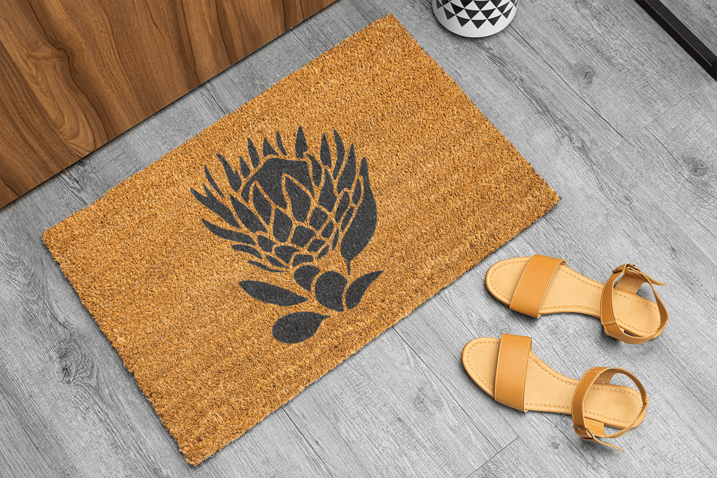 Personalized coir doormat handmade by Matnifique.
