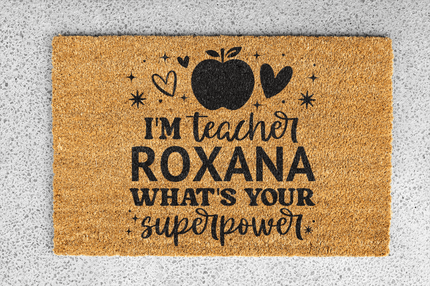 Personalized coir doormat handmade by Matnifique.