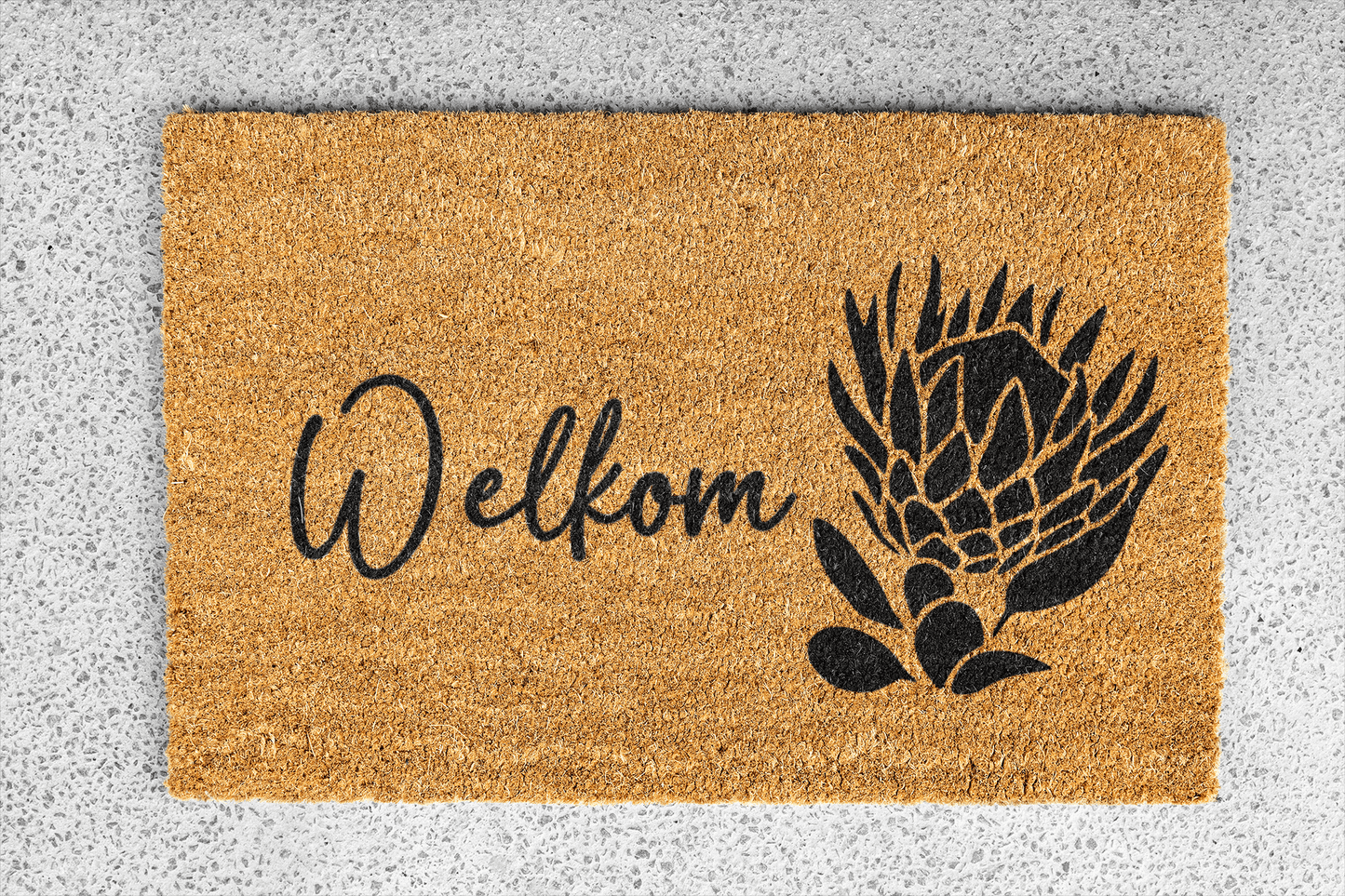 Personalized coir doormat handmade by Matnifique.