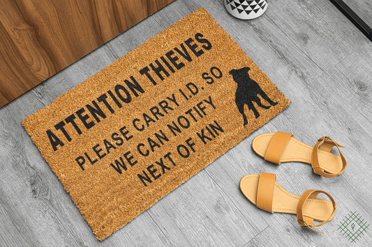 Personalized coir doormat handmade by Matnifique.