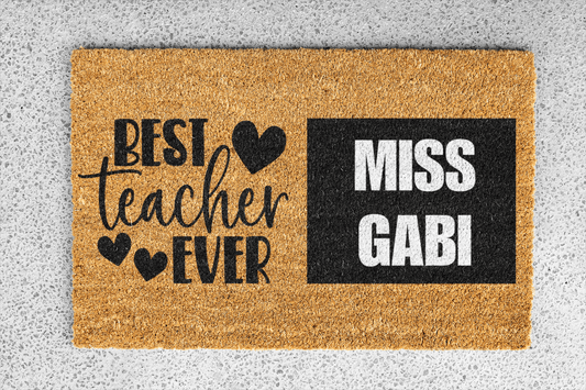 Personalized coir doormat handmade by Matnifique.