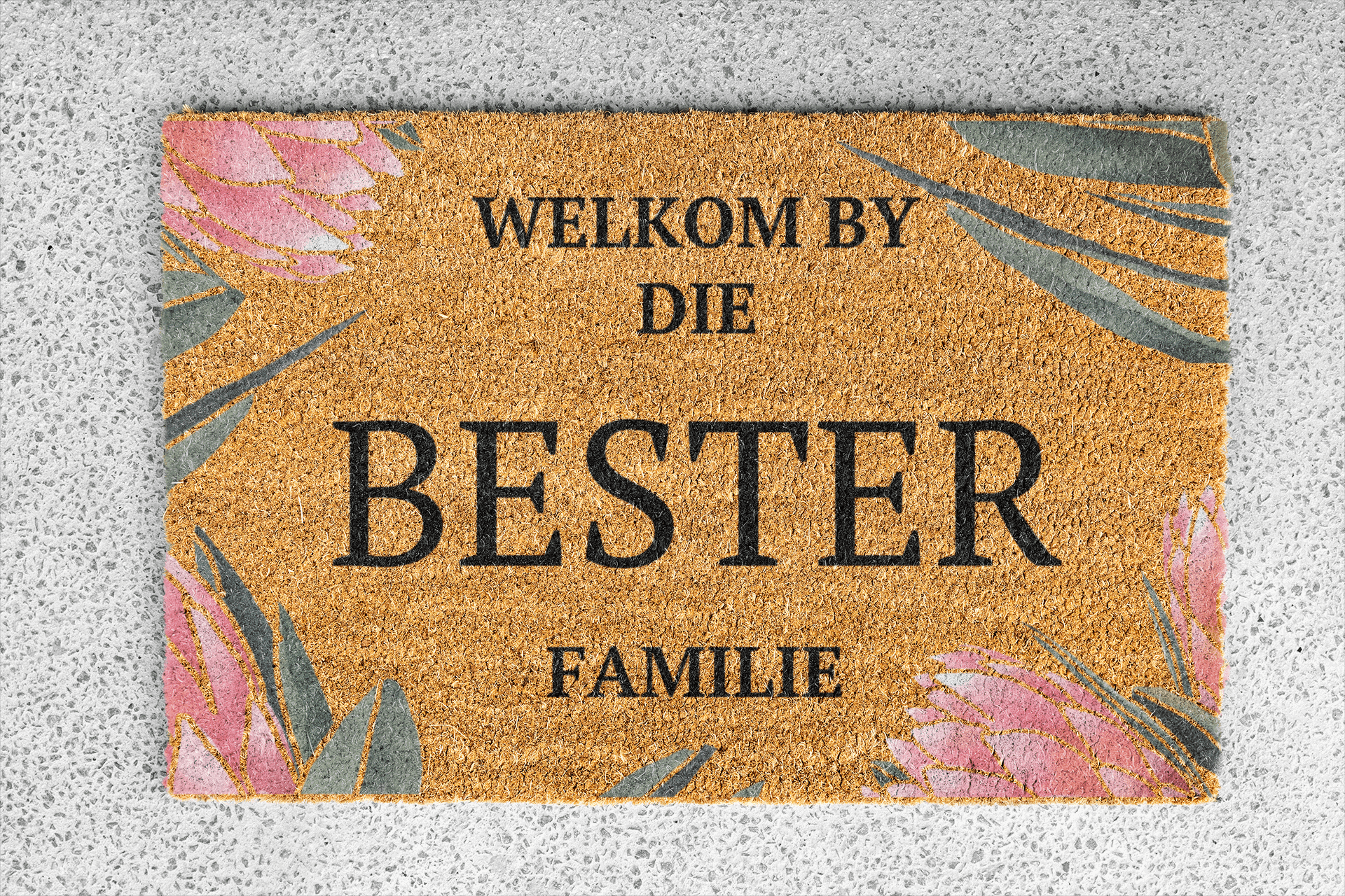 Personalized coir doormat handmade by Matnifique.
