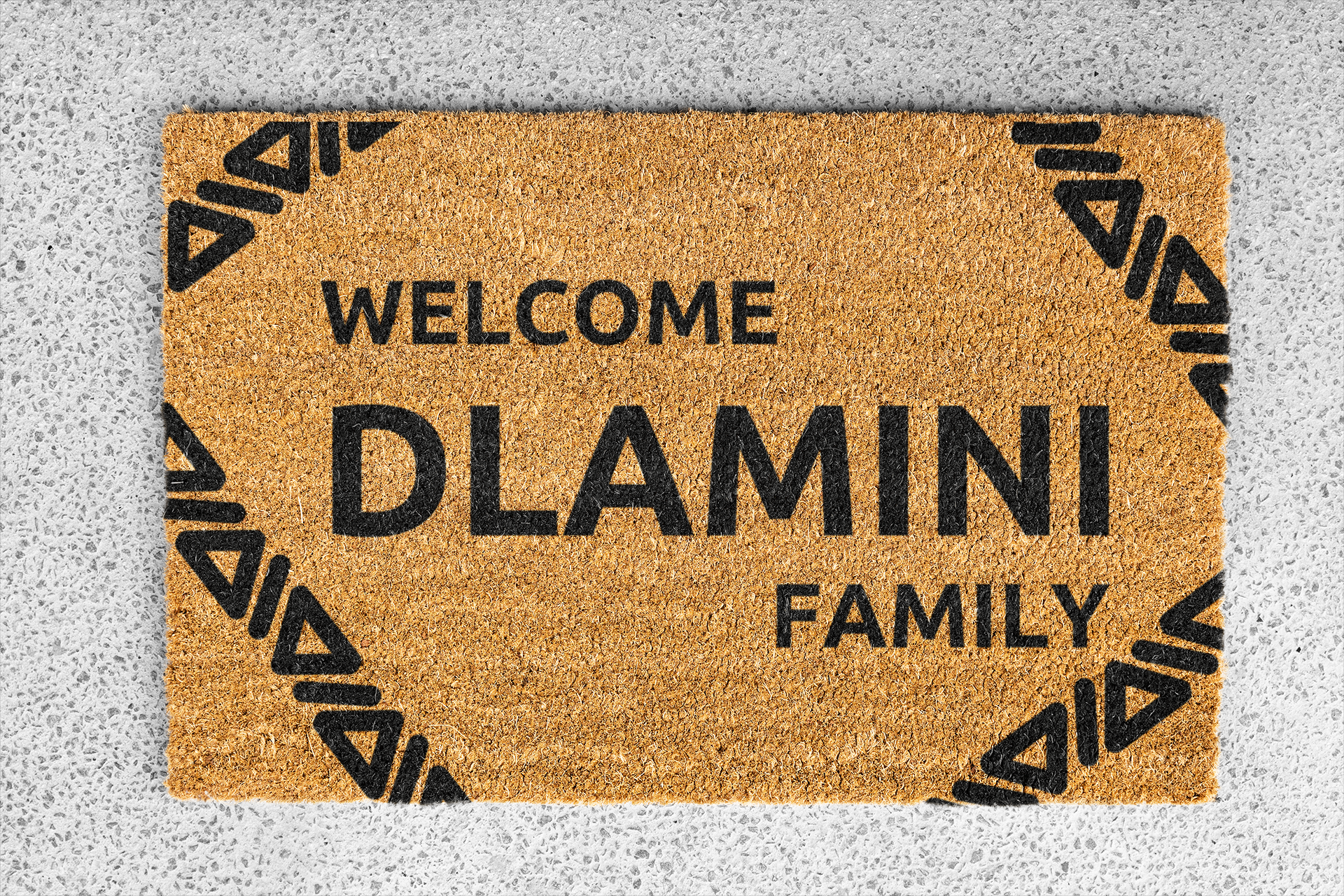Personalized coir doormat handmade by Matnifique.
