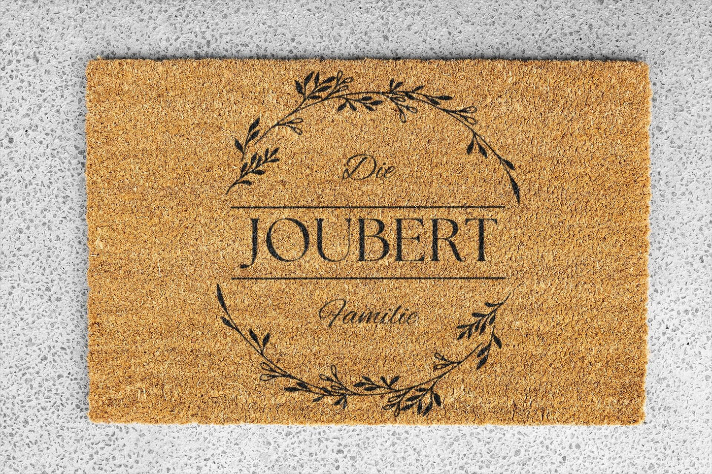 Personalized coir doormat handmade by Matnifique.
