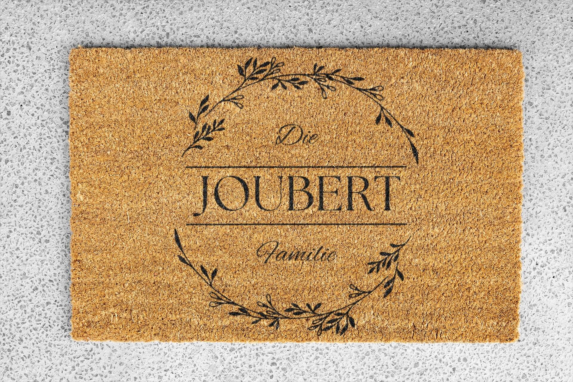Personalized coir doormat handmade by Matnifique.