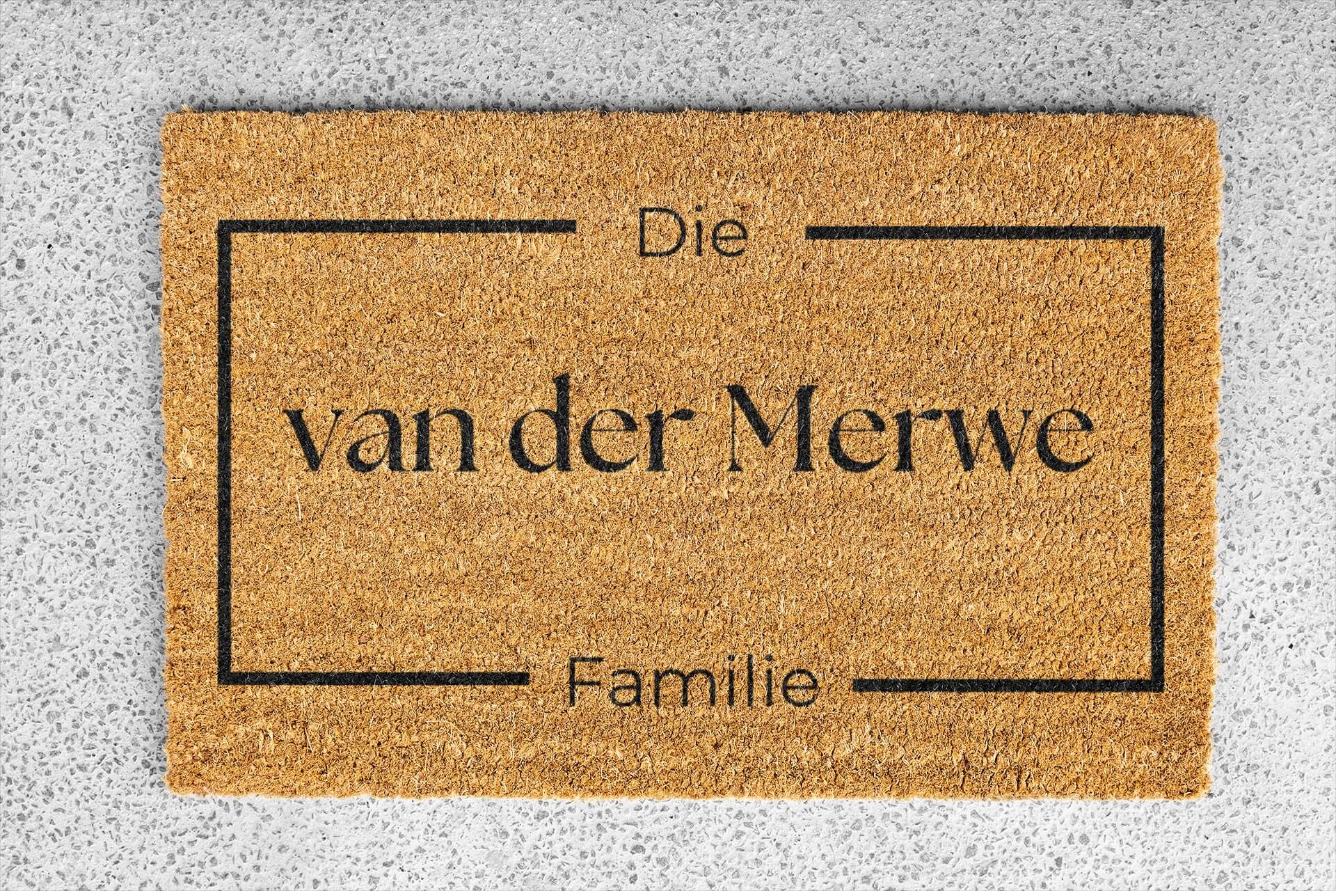 Personalized coir doormat handmade by Matnifique.