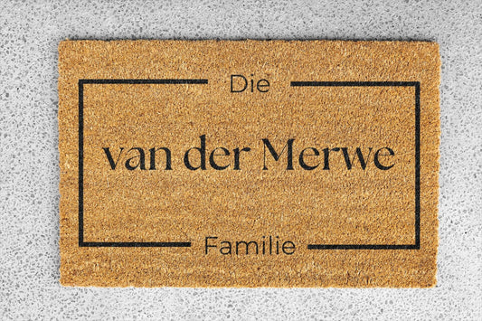 Personalized coir doormat handmade by Matnifique.