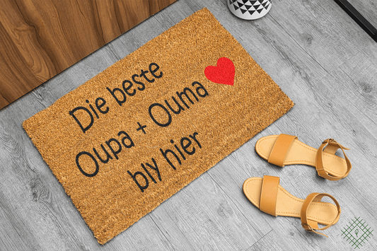 Personalized coir doormat handmade by Matnifique.