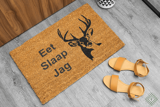 Personalized coir doormat handmade by Matnifique.