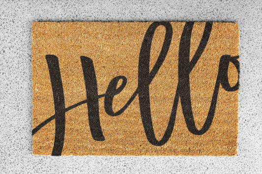 Personalized coir doormat handmade by Matnifique.