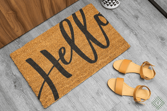 Personalized coir doormat handmade by Matnifique.