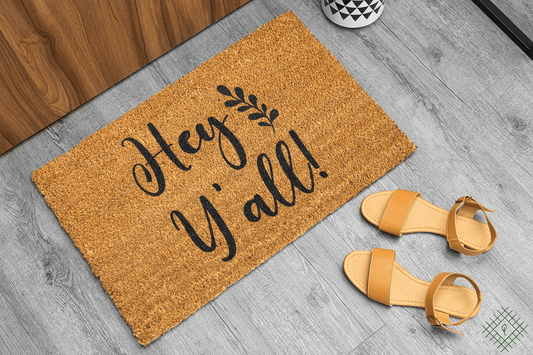 Personalized coir doormat handmade by Matnifique.