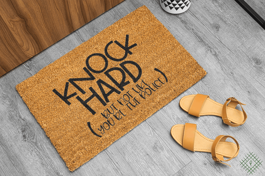 Personalized coir doormat handmade by Matnifique.