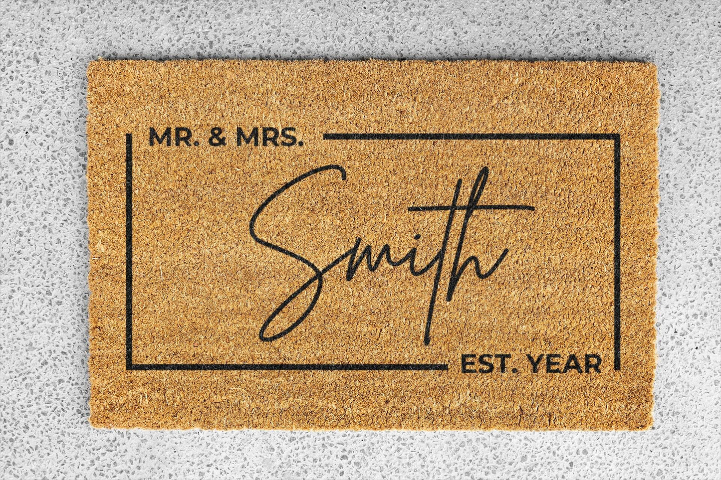Personalized coir doormat handmade by Matnifique.