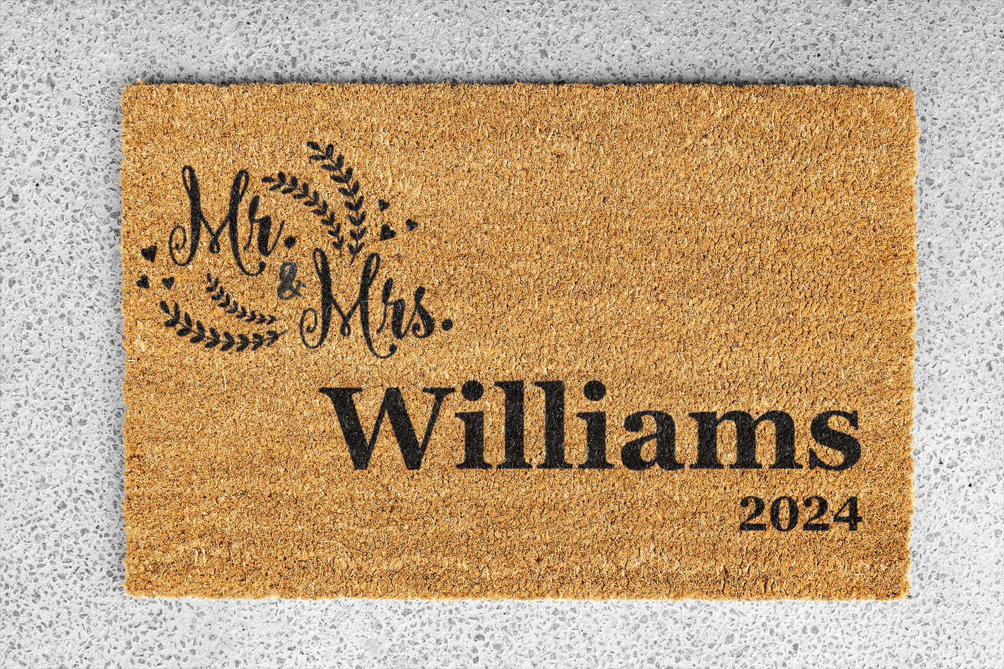 Personalized coir doormat handmade by Matnifique.