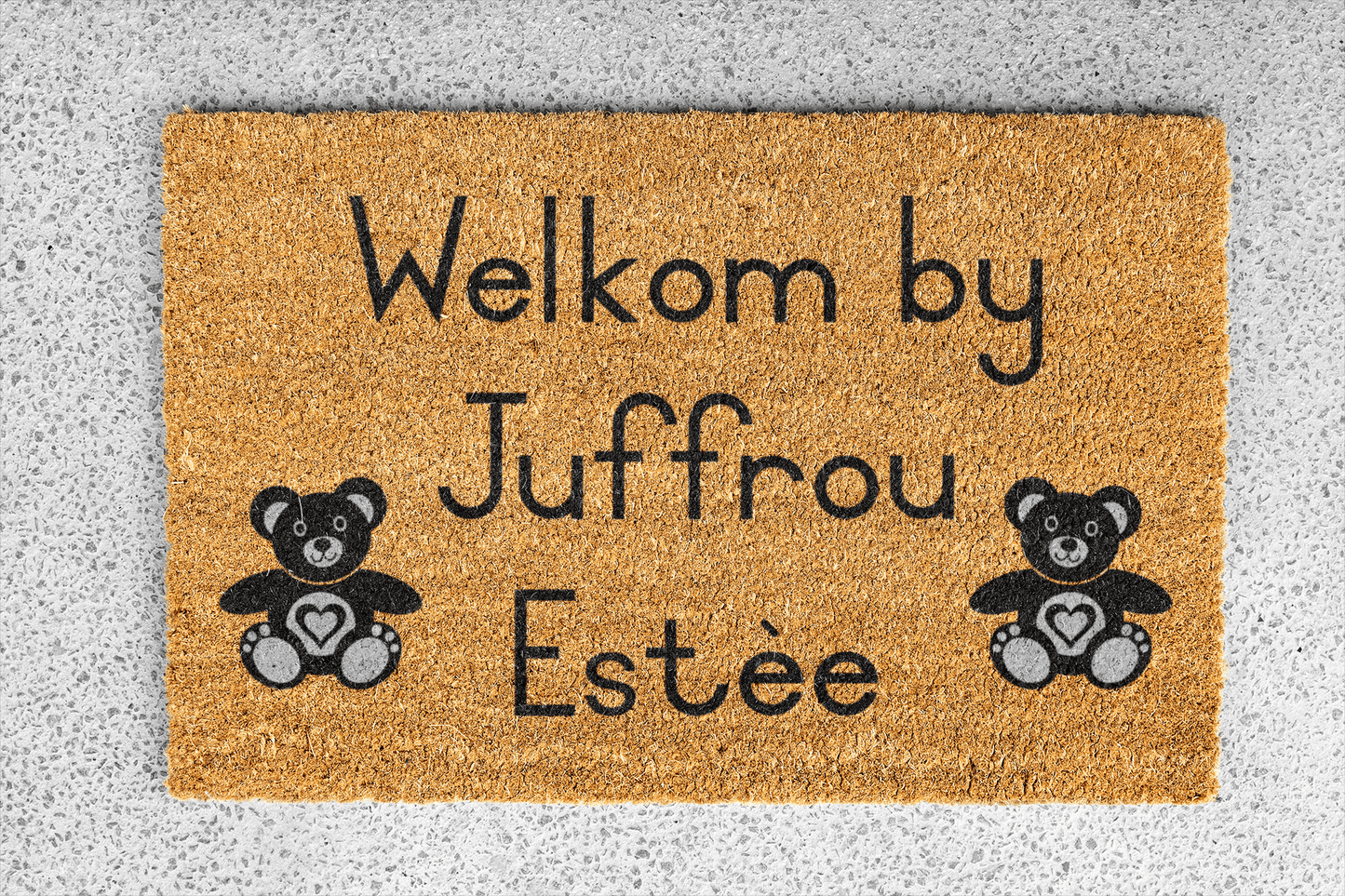 Personalized coir doormat handmade by Matnifique.