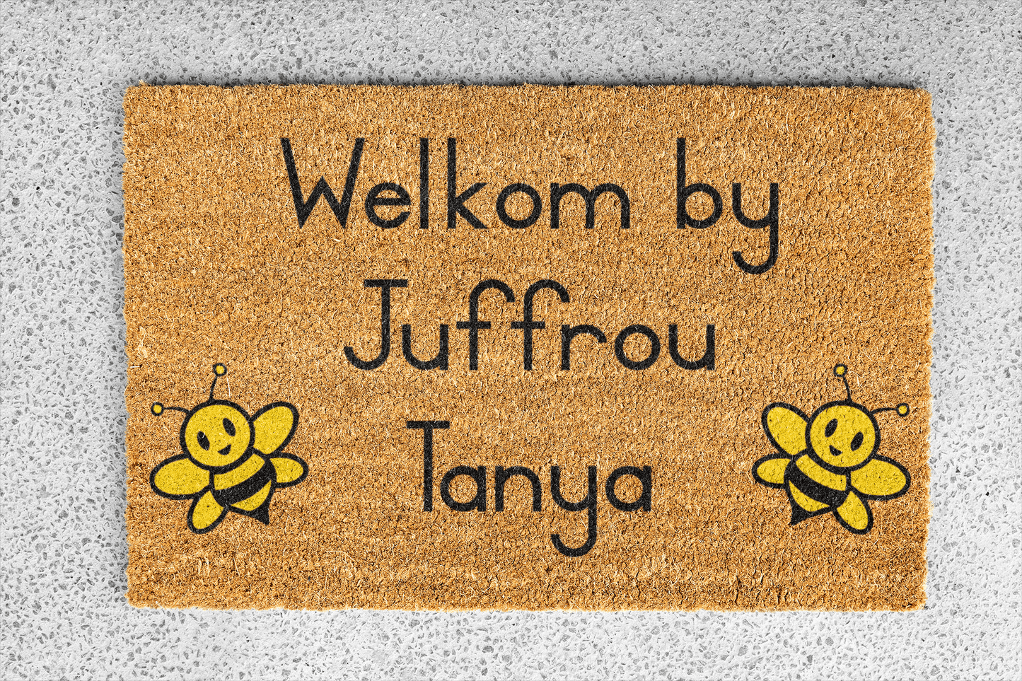 Personalized coir doormat handmade by Matnifique.