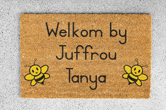 Personalized coir doormat handmade by Matnifique.