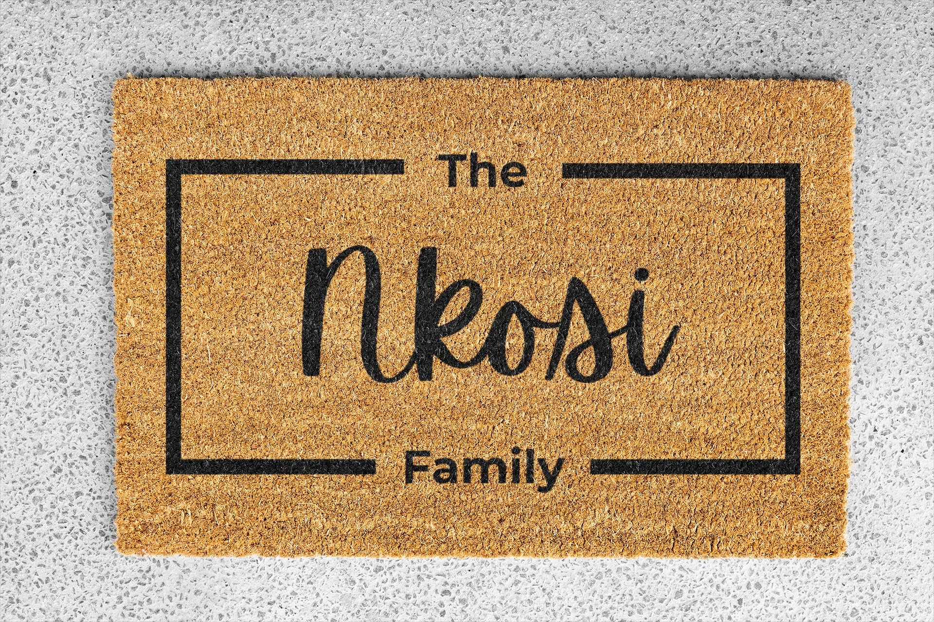 Personalized coir doormat handmade by Matnifique.