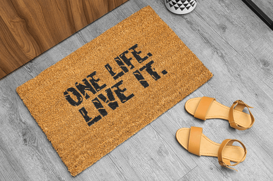 Personalized coir doormat handmade by Matnifique.