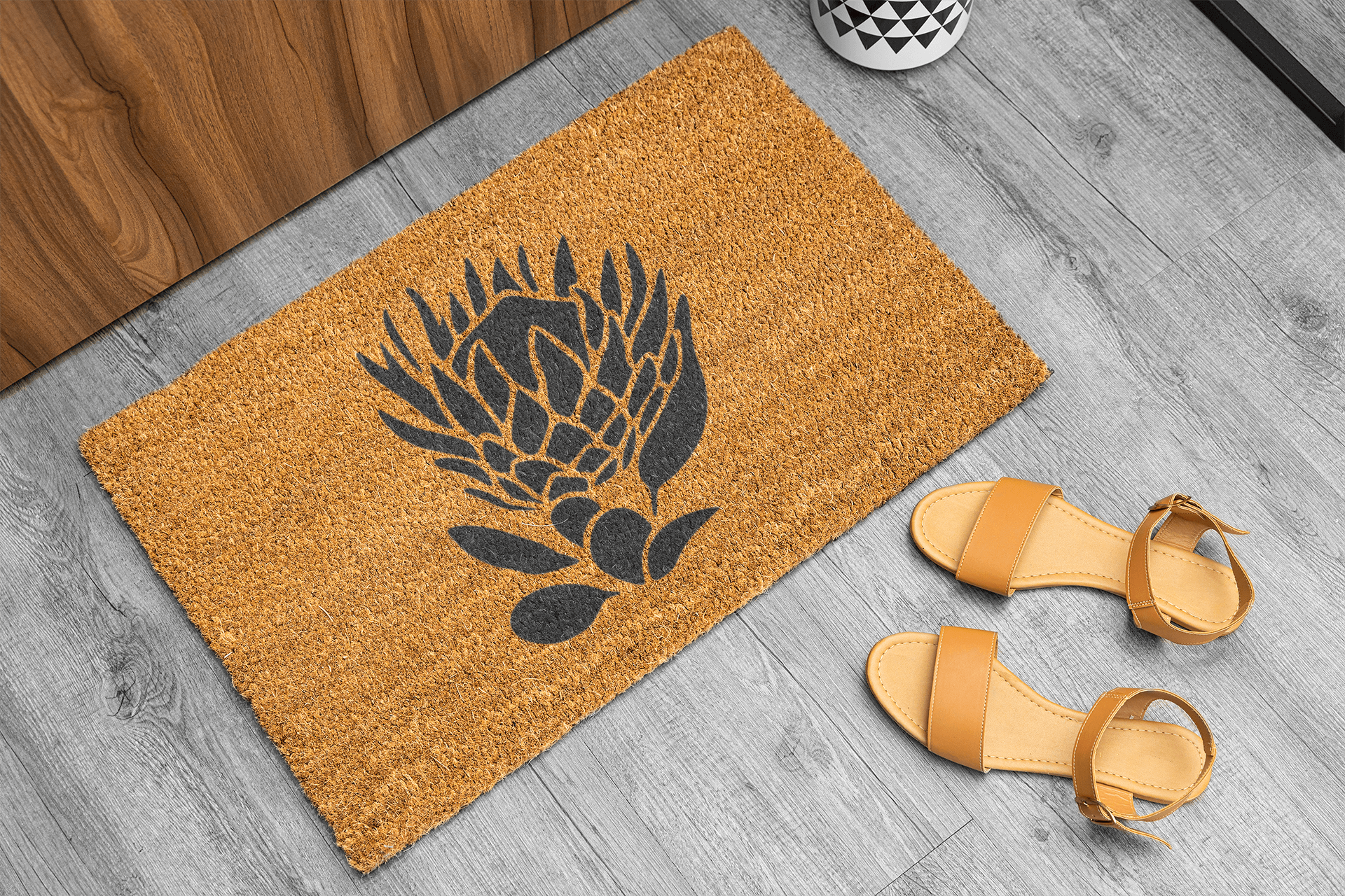 Personalized coir doormat handmade by Matnifique.