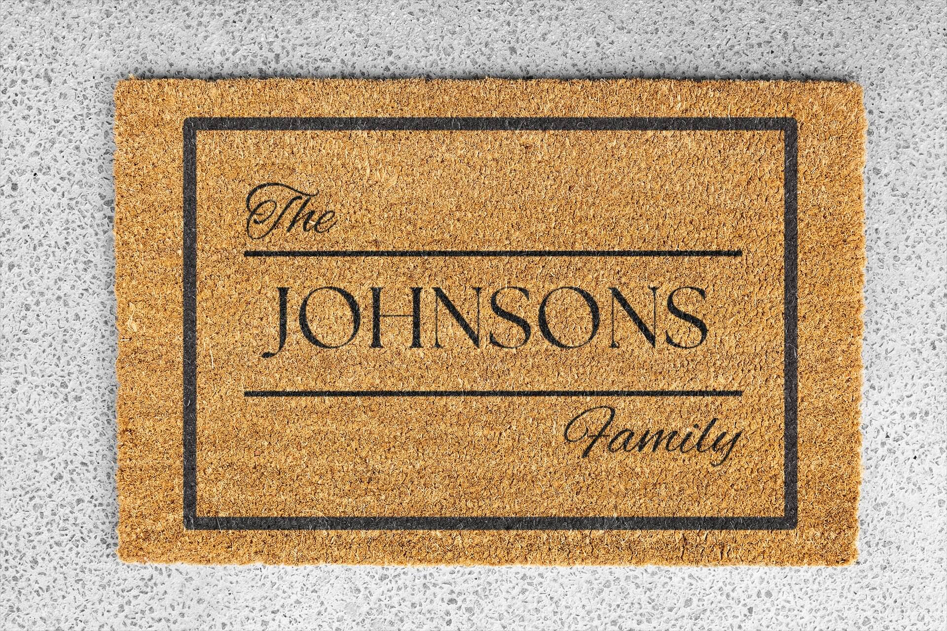 Personalized coir doormat handmade by Matnifique.