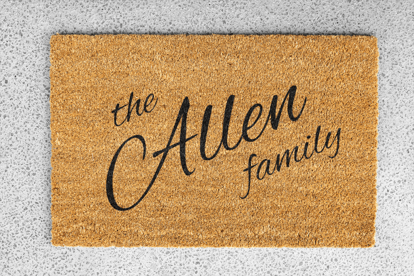 Personalized coir doormat handmade by Matnifique.