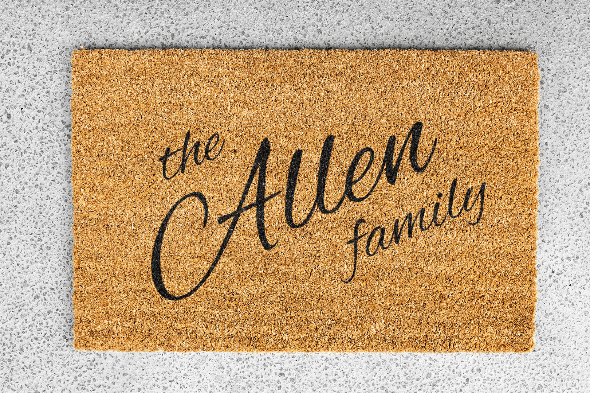 Personalized coir doormat handmade by Matnifique.