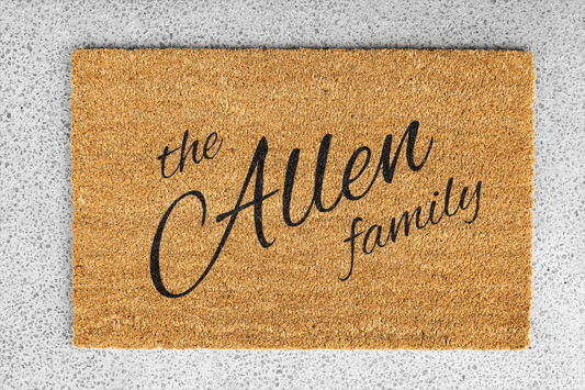 Personalized coir doormat handmade by Matnifique.