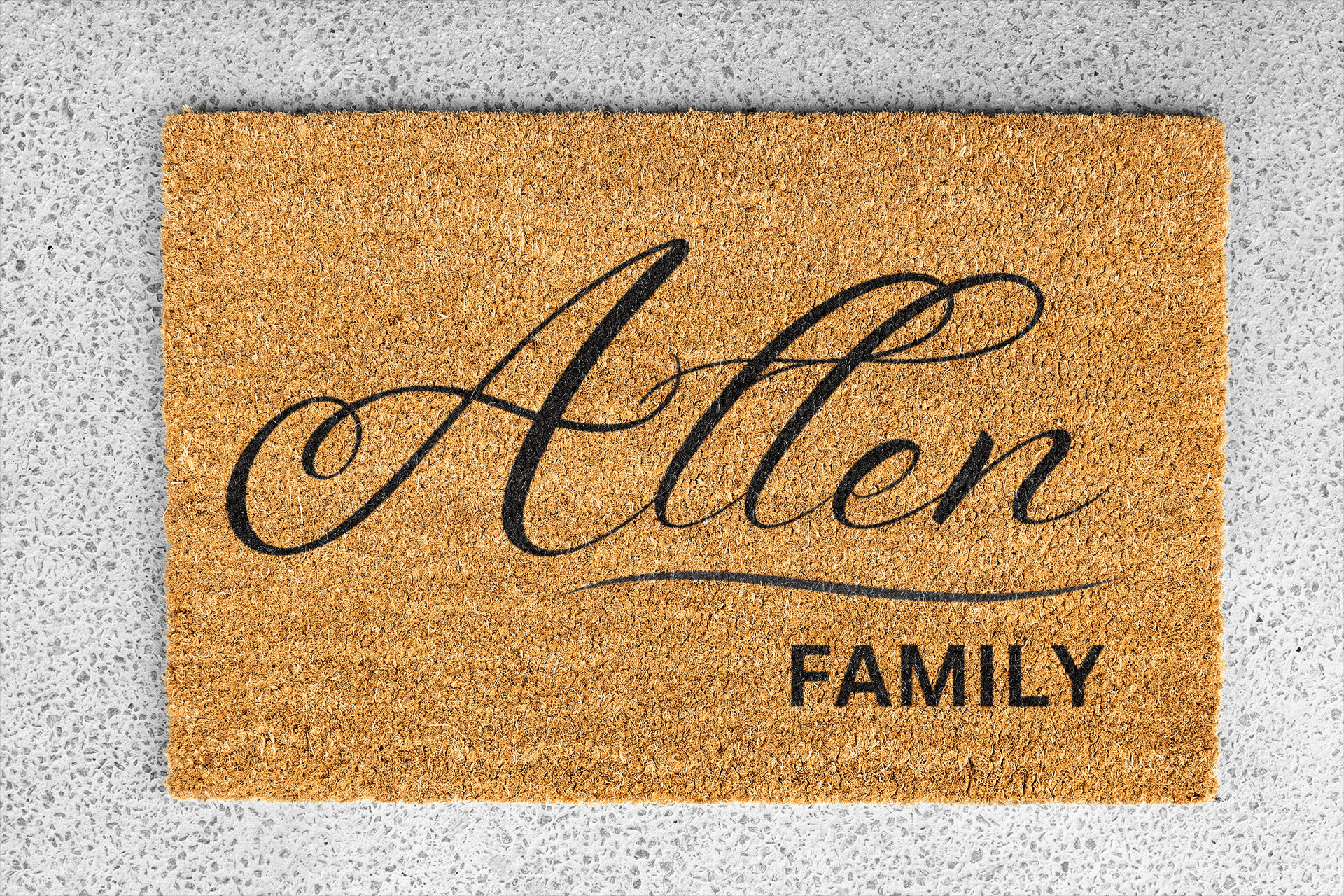 Personalized coir doormat handmade by Matnifique.
