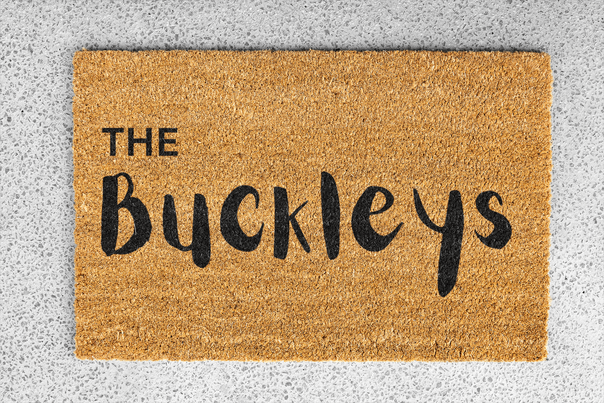 Personalized coir doormat handmade by Matnifique.
