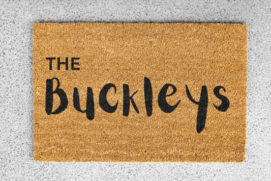 Personalized coir doormat handmade by Matnifique.