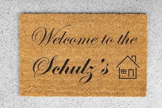 Personalized coir doormat handmade by Matnifique.