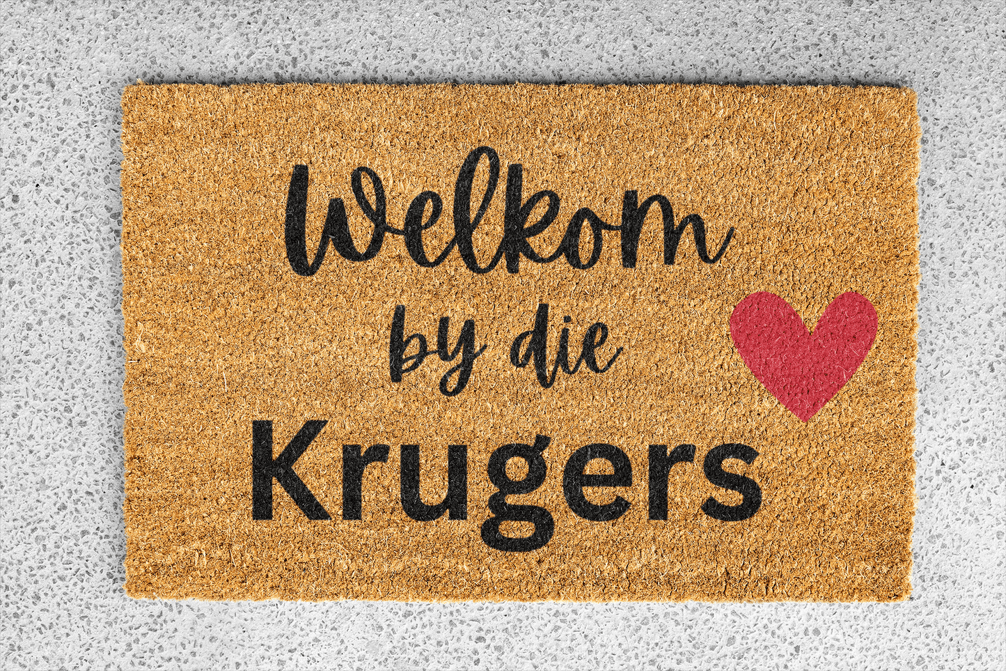 Personalized coir doormat handmade by Matnifique.