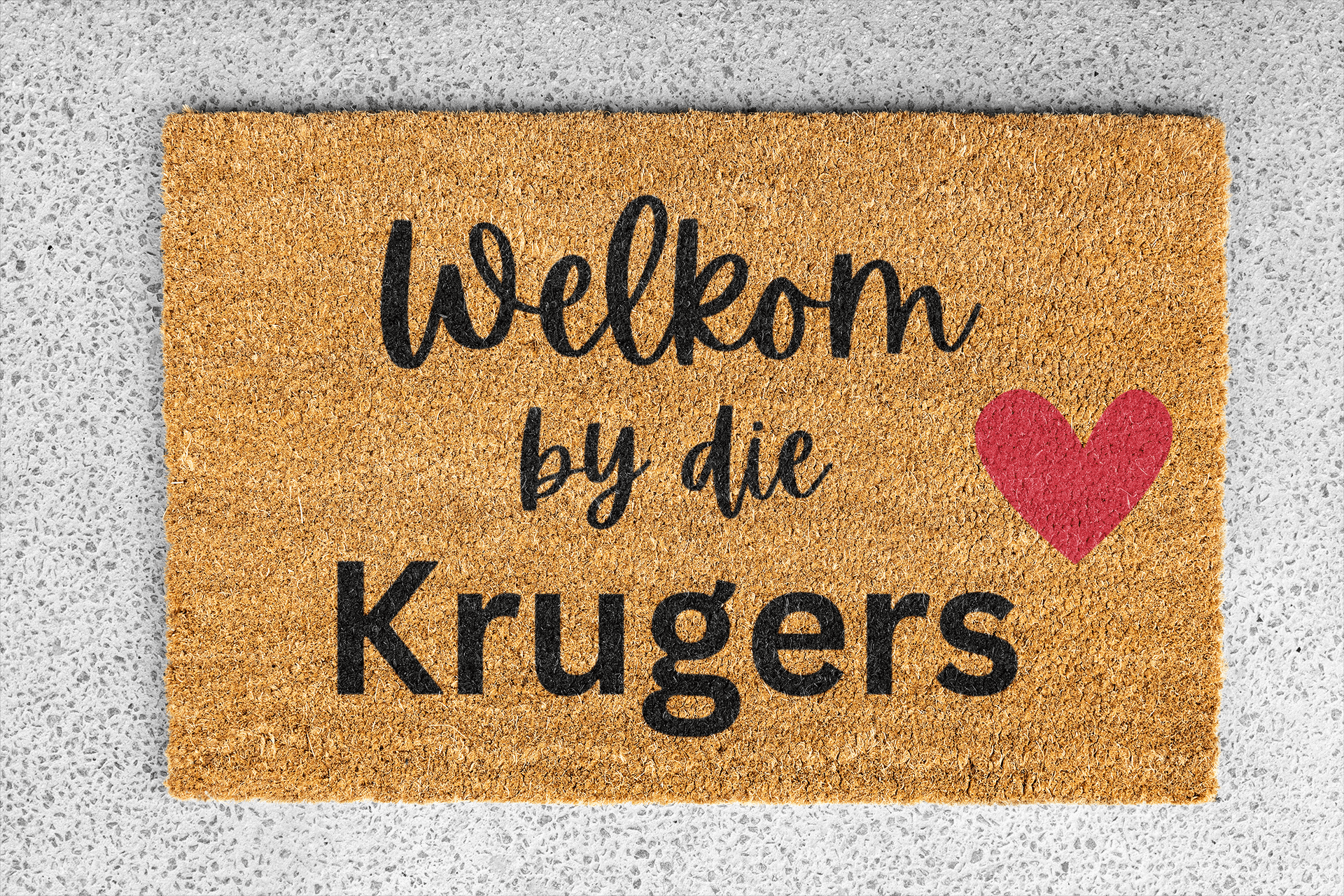 Personalized coir doormat handmade by Matnifique.