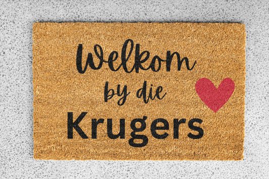 Personalized coir doormat handmade by Matnifique.