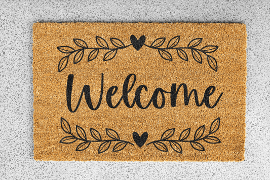 Personalized coir doormat handmade by Matnifique.