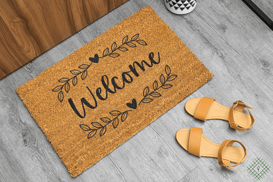 Personalized coir doormat handmade by Matnifique.