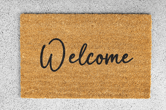 Personalized coir doormat handmade by Matnifique.