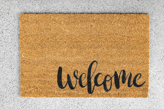 Personalized coir doormat handmade by Matnifique.