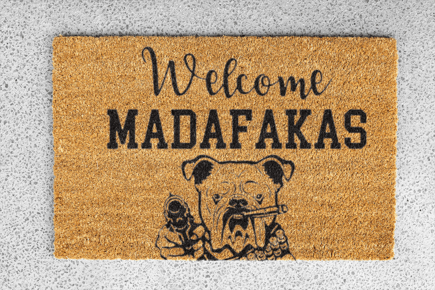 Personalized coir doormat handmade by Matnifique.