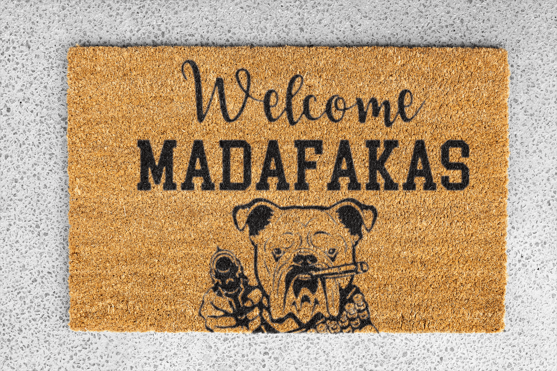 Personalized coir doormat handmade by Matnifique.