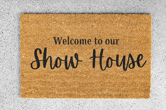 Personalized coir doormat handmade by Matnifique.