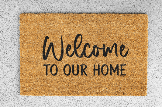 Personalized coir doormat handmade by Matnifique.